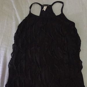 Racerback Black Ruffle Tank